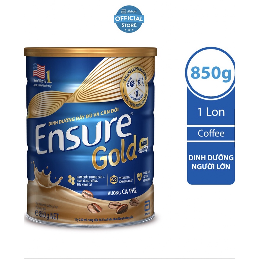 Sữa bột Ensure Gold 850g (Hương Cà Phê)