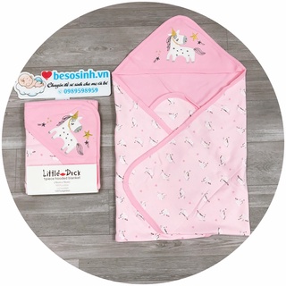 Chăn ủ little duck đa năng 2 lớp có mũ cho bé