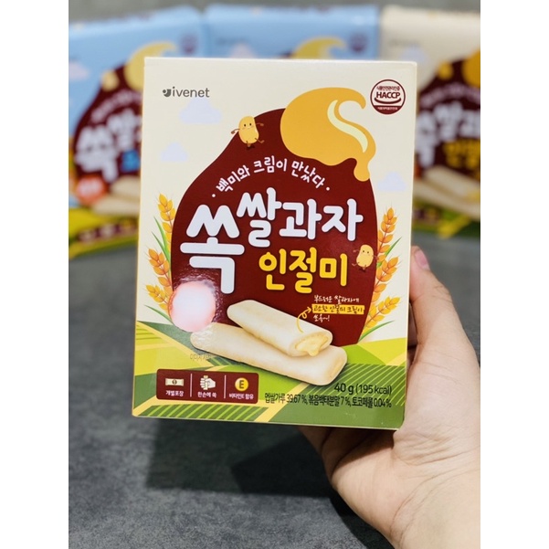 Bánh gạo nhân kem hữu cơ Ivenet Hàn Quốc cho bé ăn dặm