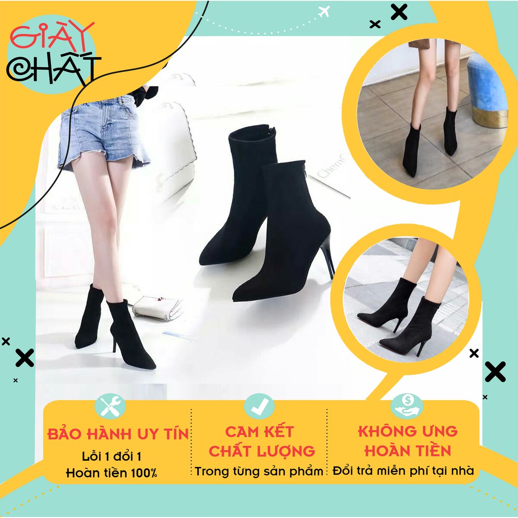 Giày Bốt Nữ Da Lộn Cao Cổ, Bột Nữ Cao Cổ Chất Da Lộn, Gót Nhọn Siêu Sang Chảnh Cho Chị Em