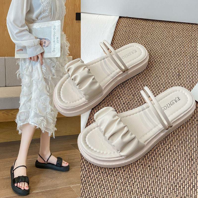 Dép sandal nữ quai ngang bèo nhúm đi 2 kiểu mã DE21