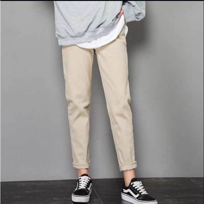 Quần kaki baggy nam nữ ống côn cực chất