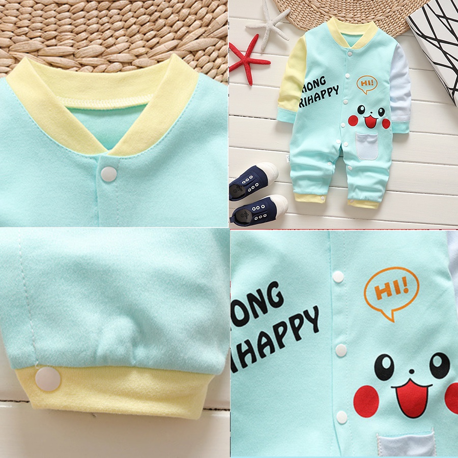 Bodysuit bộ liền thân Body cotton dài tay cho bé trai bé gái Hàng Quảng châu xuất Nhật Body100