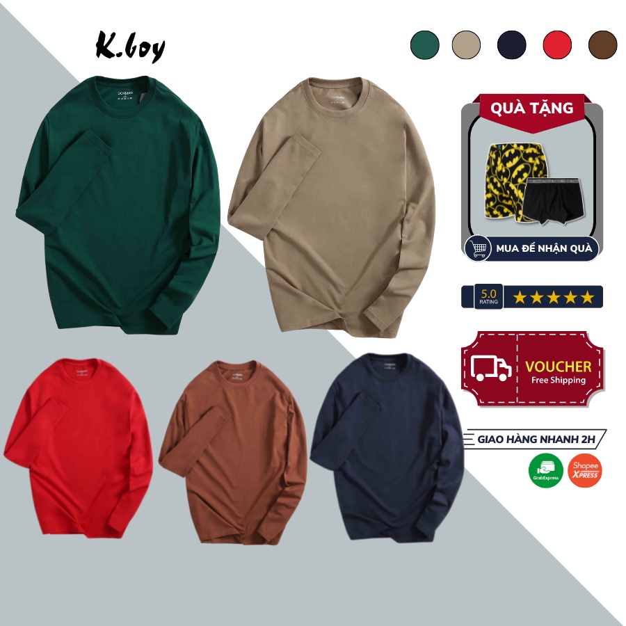 Áo thun Tay dài Kboy Shop nam phông 100% cotton nhiều màu co giãn chất vải mềm mịn mát, hợp dáng dễ phối đồ - AT20