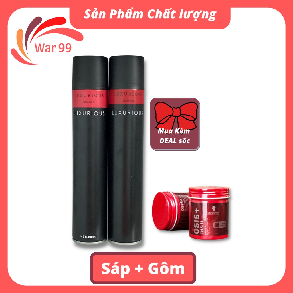 Sáp vuốt tóc nam osis kèm gôm xịt tóc nam LUXURIOUS tặng lược tạo kiểu tóc
