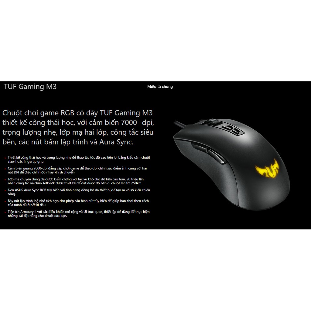 Chuột Gaming Asus TUF M3 Chuột máy tính TUF M3 Gaming chính hãng Asus BH 24T