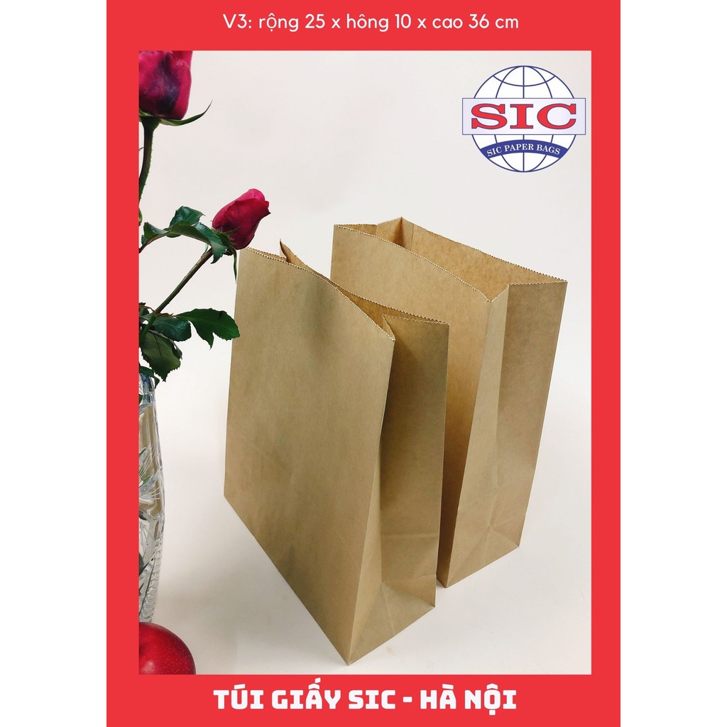 [SET 100 CHIẾC] TÚI GIẤY KRAFT V3: 25x10x30 KHÔNG QUAI ( ẢNH THẬT)