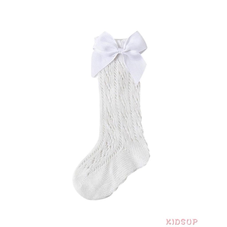 Tất dài màu trơn đính nơ phong cách thời trang mùa hè cho bé 0-3 tuổi