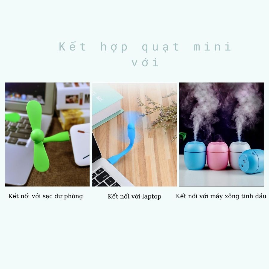Quạt Mát USB 2 Cánh Dẻo Kết Nối Với Cổng USB Của Máy Phun Sương Máy Xông Tinh Dầu Laptop Sạc Đa Năng