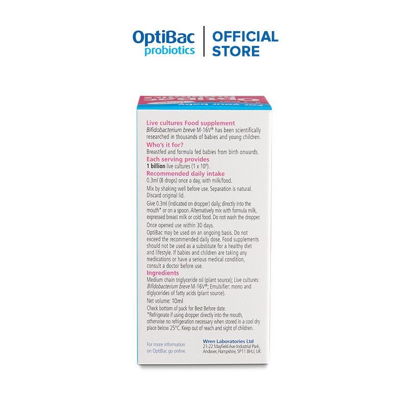 Lợi khuẩn dạng giọt OptiBac for your Baby đặc chế cho trẻ sơ sinh và trẻ nhỏ - Nhập khẩu UK | BigBuy360 - bigbuy360.vn