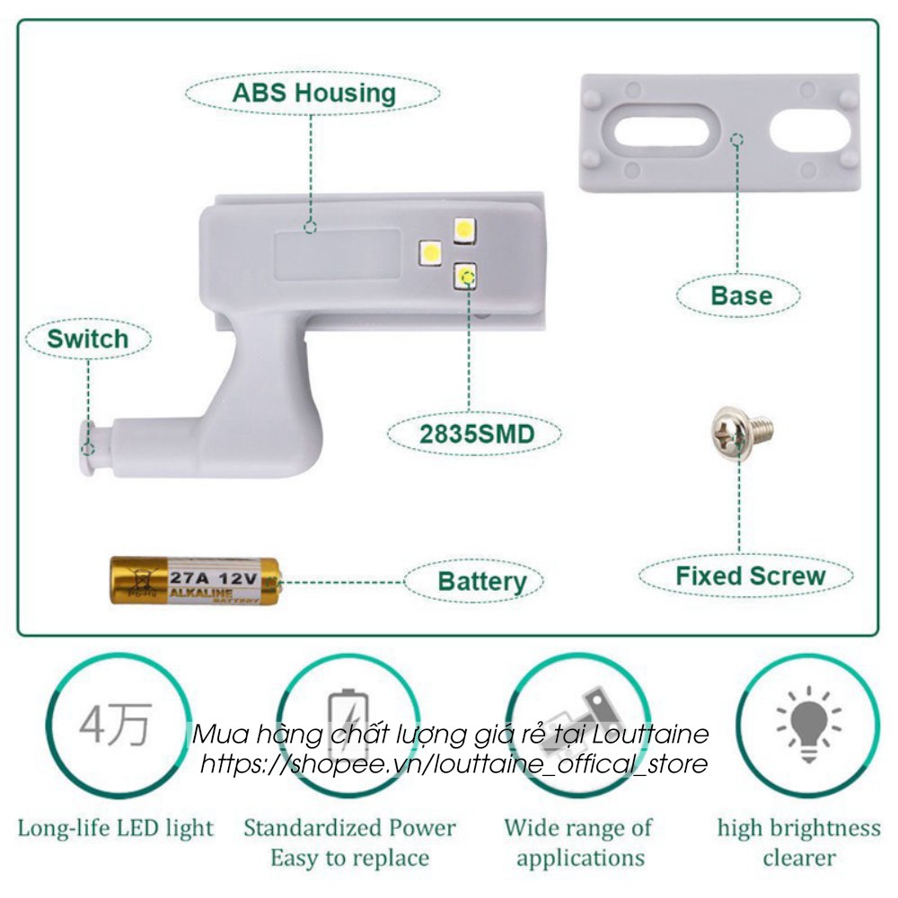 Đèn led gắn bản lề tủ đèn led tự sáng dùng cho tủ quần áo tủ nhà bếp