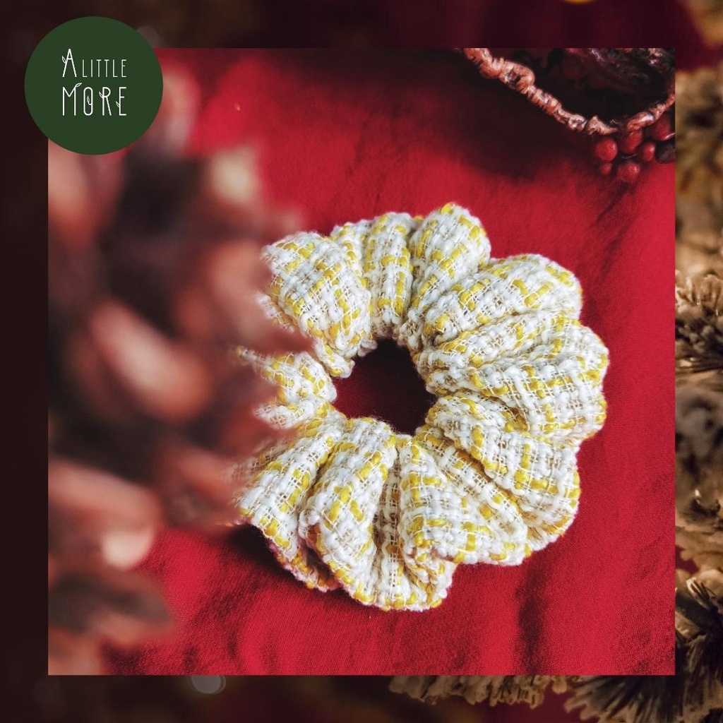 Dây Buộc Tóc Scrunchies Tweed AlittleMORE Nổi Bật Rạng Rỡ Mùa Lễ Hội Đủ Màu Cột Tóc Đẹp Dễ Thương