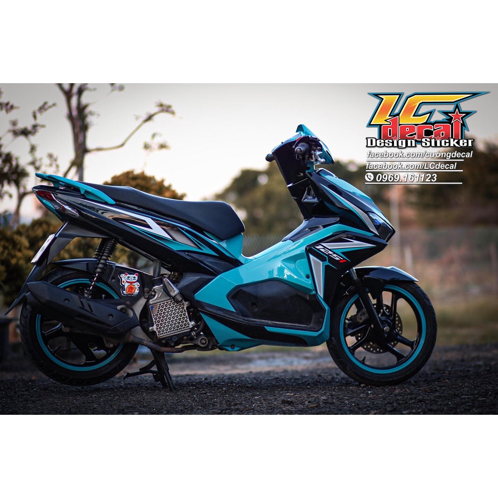 [FreeShip] Tem Decal Rời mẫu chỉ xanh ngọc tổ ong mới cho Airblade 125 đen bóng - tem cao cấp không bay màu