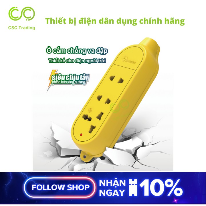 Ổ Cắm Điện Gongniu 3 Ổ Đa Năng Công Suất Lớn 4000W Chống Va Đập Siêu Chịu Tải (C4D) Chính Hãng