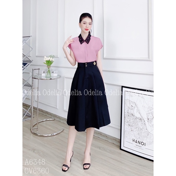 Chân váy chữ A cao cấp Odelia, đai nơ liền - CV6360