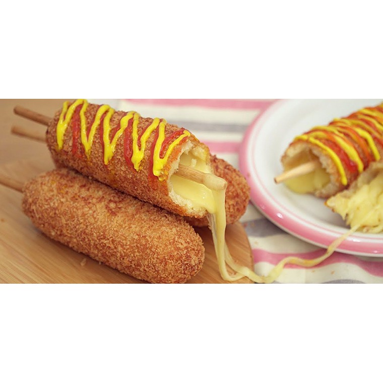 Combo 8 cây hotdog xúc xích phô mai kéo sợi