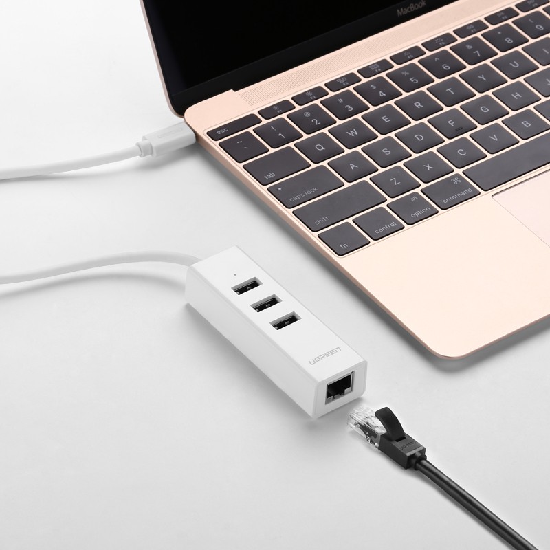 [Mã 267ELSALE hoàn 7% đơn 300K] Cáp chuyển USB Type C to LAN và USB HUB Ugreen 20792