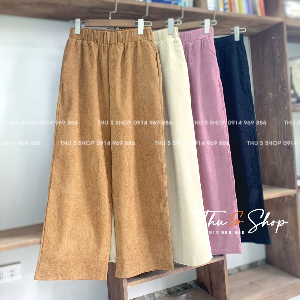 Quần Suông Nhung Tăm Cạp Chun nhiều màu Thời trang THUS951