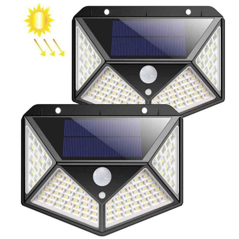 Đèn LED năng lượng mặt trời 100LED, đèn led năng lượng mặt trời, cảm biến hồng ngoại bật tắt tự động ( Bin Store 24h )