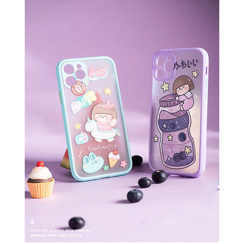 Ốp lưng iphone viền nhám Jun Yakul Yuanyuanjun bảo vệ camera 6/6plus/7plus/8plus/x/xs/xs max/11/11promax DT05- Dino case