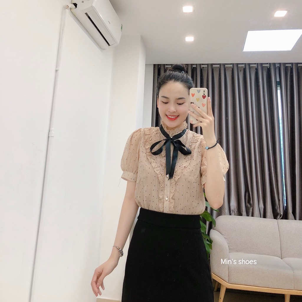 Min's Shoes - Áo 353 sơ mi chấm bi lụa cao cấp
