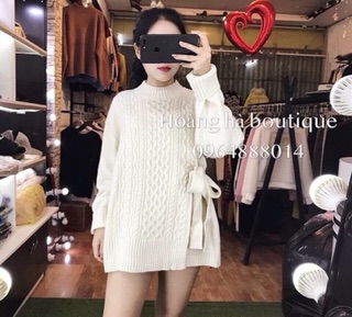 áo len nơ eo  vặn thừng
