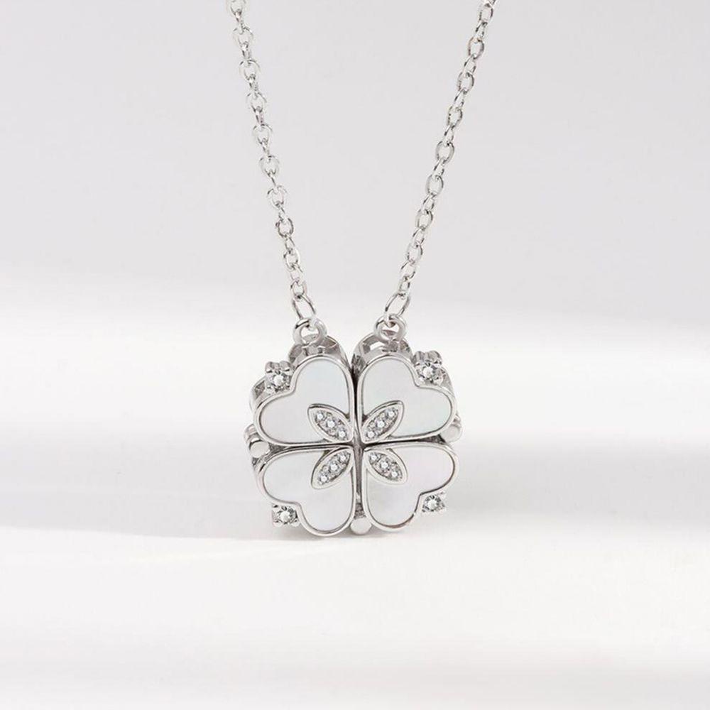 Vòng cổ Thép Titan Mặt Cỏ Bốn Lá Phong Cách Hàn Quốc Cổ Điển Ngọt Ngào