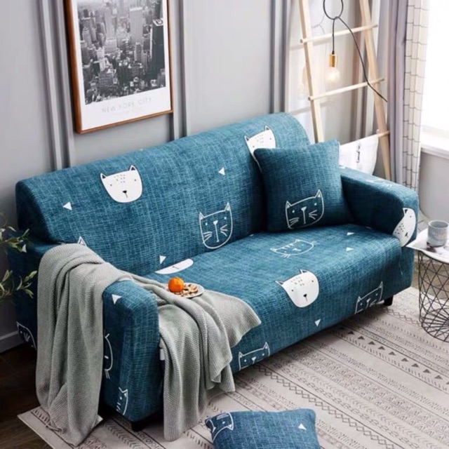 VẢI BỌC SOFA hoạ tiết mèo cute cho ghế sofa 1,2,3,4 chỗ