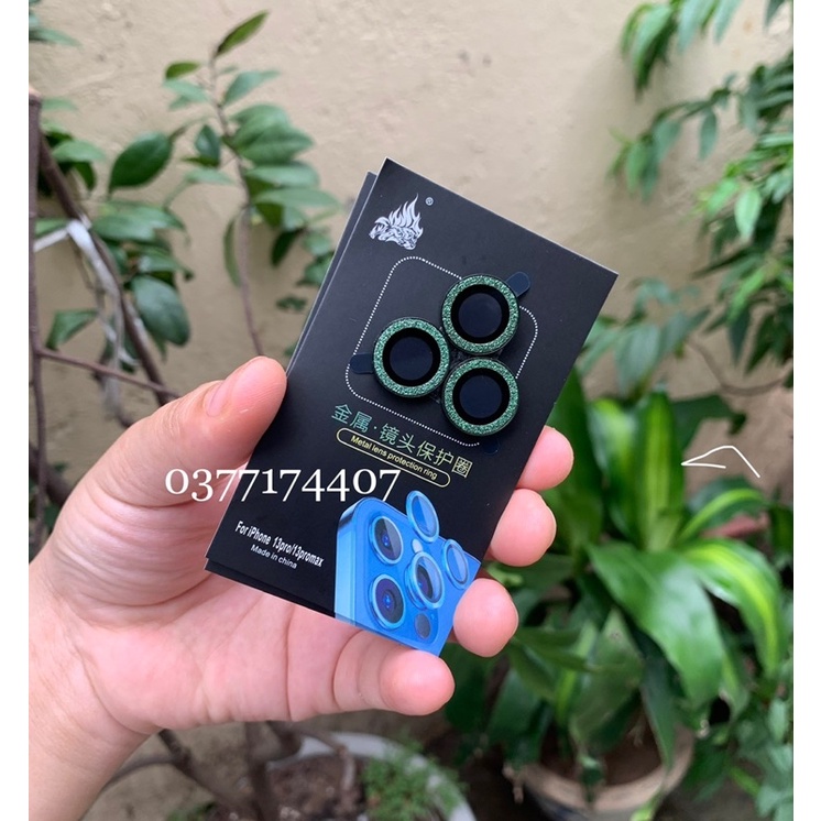 (Xanh Rêu) Bộ 3 dán bảo vệ mắt camera nhũ đá kim cương cho iPhone 13 Mini, 13, 13 Pro, 13 Pro Max, 12, 11 siêu lấp lánh