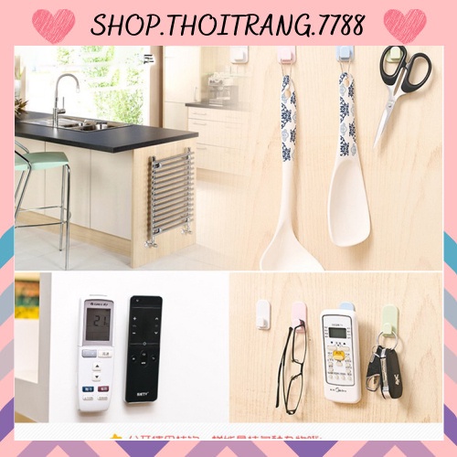 Bộ 2 móc dán cố định treo điều khiển, đồ vật dính tường đa năng 88112 shop thời trang 7788