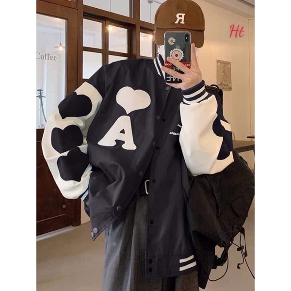 Áo bomber phối tay A tim to H2A