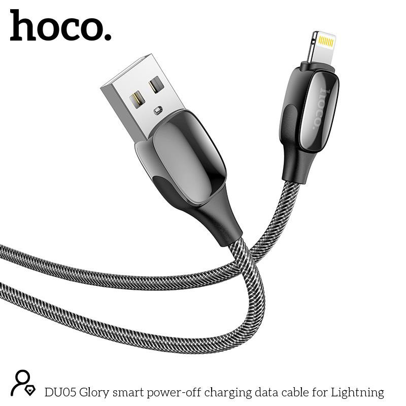 Cáp Tự Ngắt Có Đèn Báo Hoco DU05 Lightning - Chính Hãng