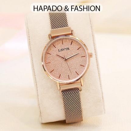 Đồng hồ nữ LSVTR hàng cao cấp dây kim loại chống nước 30ATM [𝗕𝗛 𝟭𝟮 𝗧𝗵𝗮́𝗻𝗴] (Dây Thép Mặt Vàng)