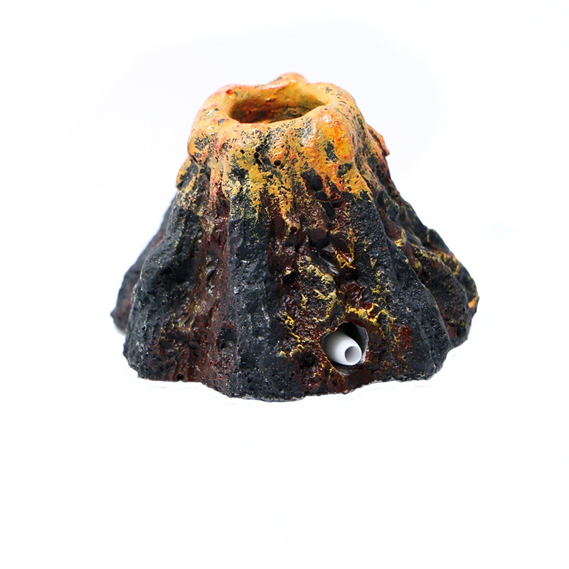 Mô hình núi lửa phun bọt khí bơm oxy trang trí bể cá