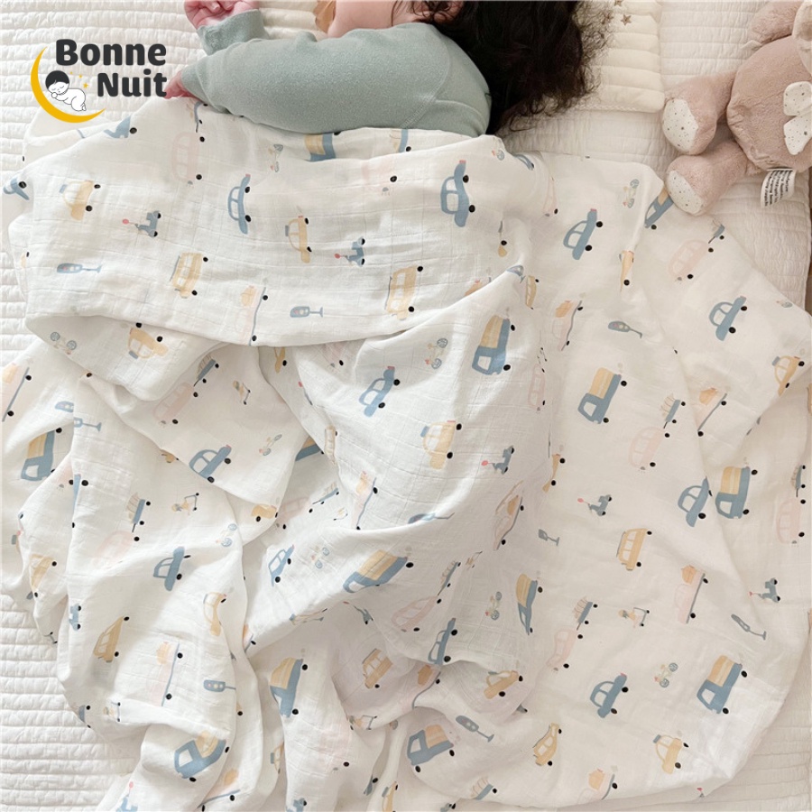 Chăn xô Muslin Organic cho bé dùng làm chăn mỏng, khăn quấn cho bé