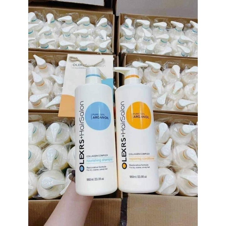 CẶP DẦU GỘI XẢ DƯỠNG TÓC CAO CẤP OLEXRS 960ML - HAIR SALON ARGAN OIL - ANNA COSMETIC
