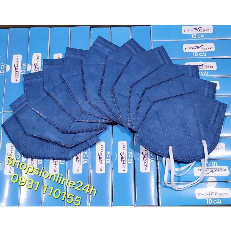 ✅ Khẩu Trang Y tế VN95 , N95 màu xanh navi chính hãng Famapro Nam Anh