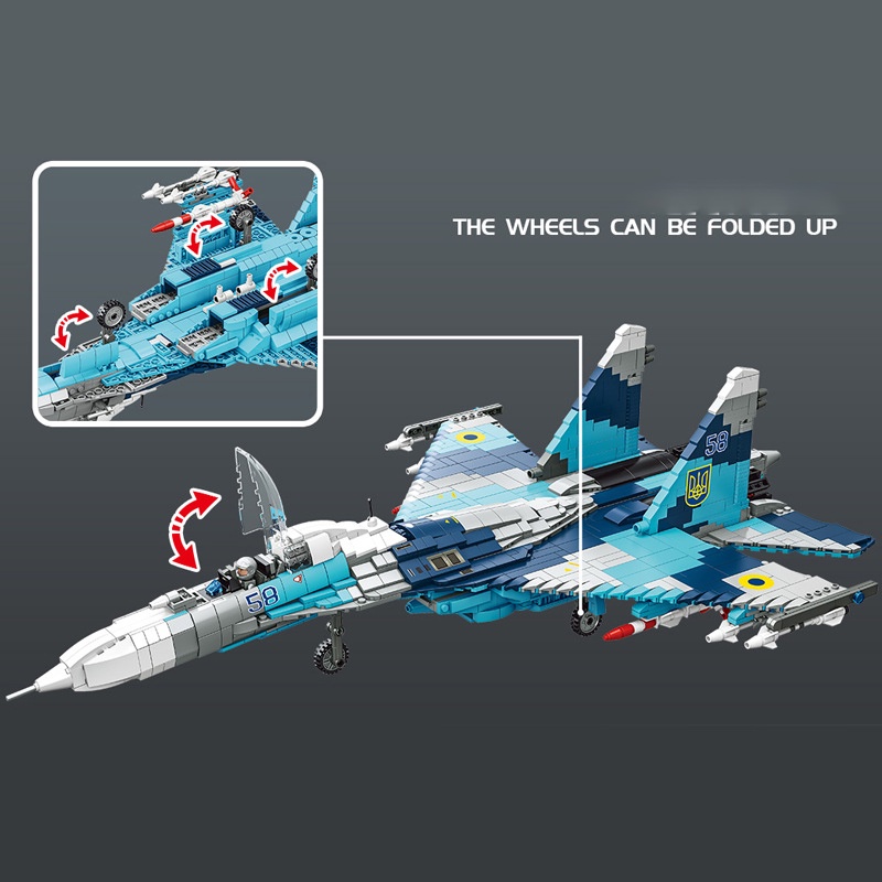 Đồ chơi Lắp ráp Máy bay Chiến đấu SU-27, Mingdi 9005 Sukhoi Fighter, Xếp hình thông minh
