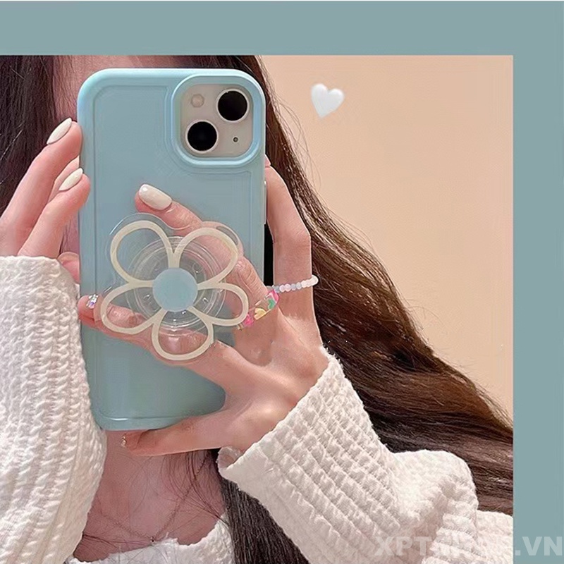 Ốp Điện Thoại Silicon Dẻo Họa Tiết Hoa Kèm Giá Đỡ Chống Sốc Cho iPhone13Pro 12Pro MAX 11Pro MAX XS MAX XR