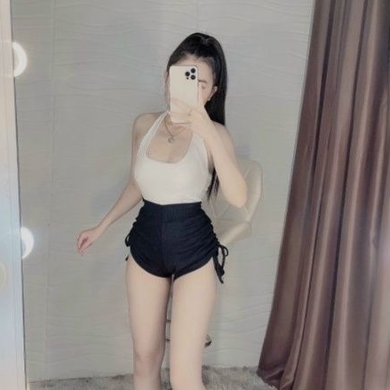 Sét áo yếm croptop kiểu + quần đùi rút PC