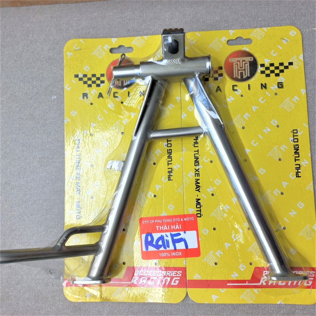 Chống đứng chuẩn inox 304 CNC gắn cho Raider Fi..chống đặc rất chắc tay