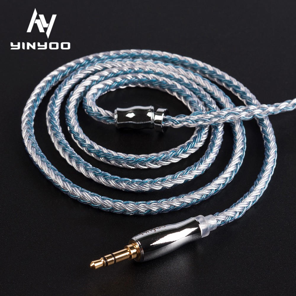 Cáp Yinyoo mạ bạc 16 lõi siêu tinh khiết 2.5/3.5/4.4MM với MMCX/2PiN/QDC/TFZ for KZ ZAX ZSX ASX EDX DQ6 BLON BL-01 BL-03