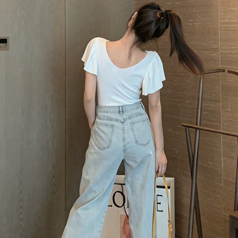 Áo Dệt Kim Tay Ngắn Cổ V Thiết Kế Màu Trơn Thanh Lịch Cho Nữ | BigBuy360 - bigbuy360.vn