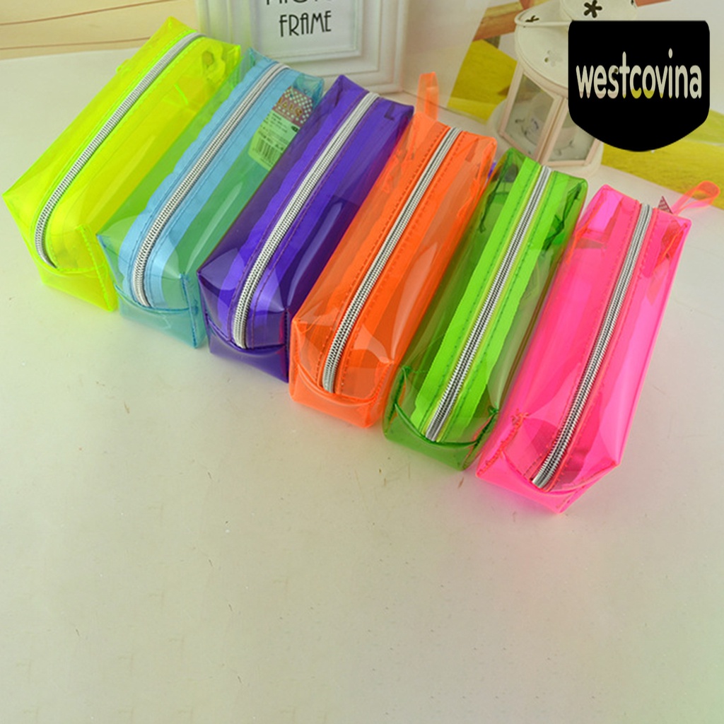 Phương Tây✎Túi Đựng Bút Bằng Nhựa PVC Trong Suốt Cỡ Lớn Tiện Dụng