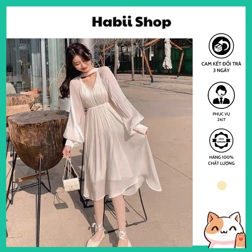 Váy ulzzang dài tiểu thư sang chảnh mặc được 2 mặt HABII V03