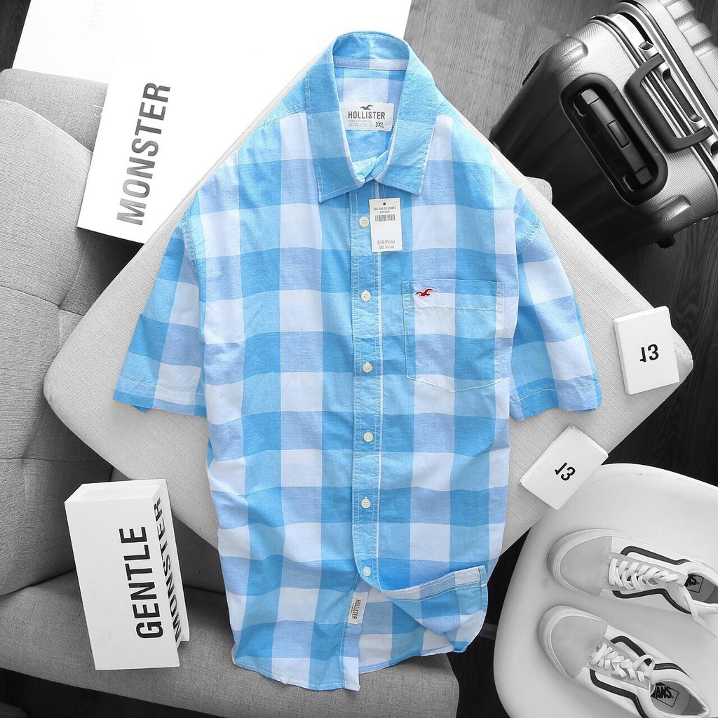 Áo Sơ Mi Caro Nam Tay Ngắn Hollister Vải Đẹp Đủ Màu | BigBuy360 - bigbuy360.vn
