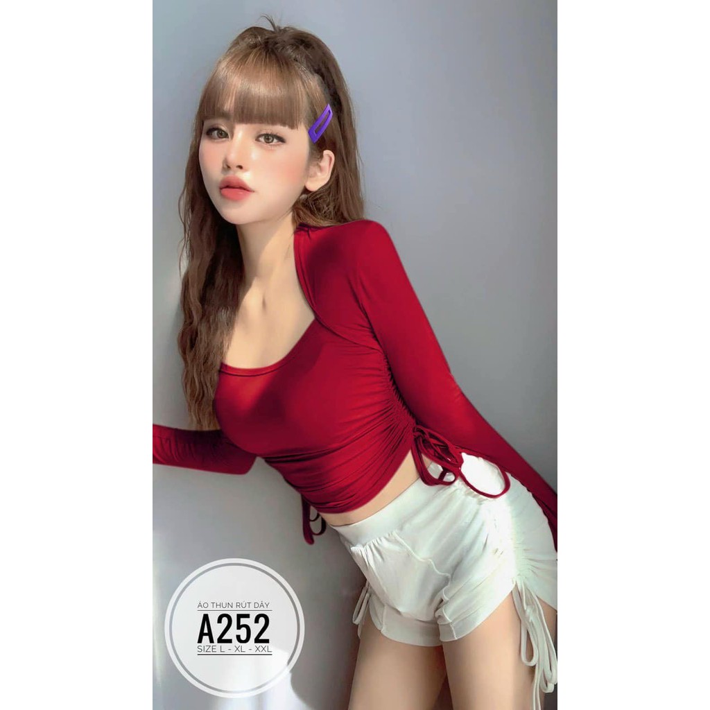 (TÁO ĐỎ BIGSIZE 55-90KG) A252 ÁO RÚT CỔ KIỂU DÀI TAY ÔM NGỰC TÔN DÁNG SIÊU XINH A252 ( ảnh thật shop chụp 100% )