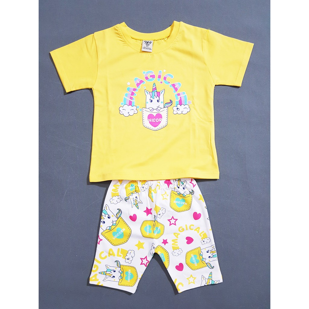 Bộ áo thun cotton from rộng quan legging ôm bé gái in ngựa pony