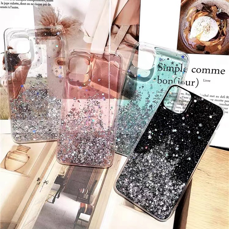 Samsung Galaxy A03 A03s A12 A22 A32 A02s A72 A52 A71 A51 A10s A21s A20s A30s A50s A50 A30 A20 A02 M02 Ốp điện thoại silicone kim tuyến cho