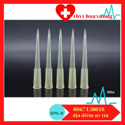 Đầu Côn Vàng Thường Không Khía 200ul Dùng Thí Nghiệm Cho Gilson Pipette Túi 1000 Cái